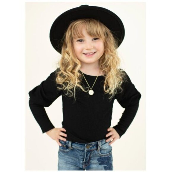 MIA JOY Black Ribbed Lynne Top Girls 6 NWT Stylish Puff Sleeve Party Shirt NEW - Picture 10 of 10